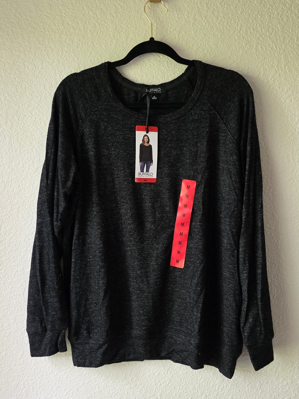Buffalo David Bitton Dark Heather Charcoal Long Sleeve Pullover